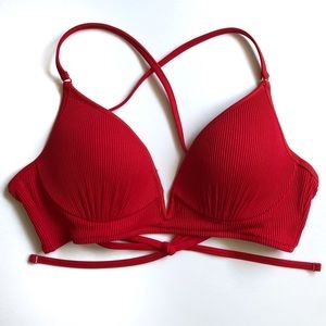 Shade & Shore ribbed v wire bikini top 34B